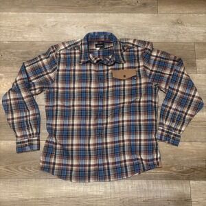 Marmot Flannel Shirt Mens XL Long Sleeve Plaid Button Down Left Suede Pocket